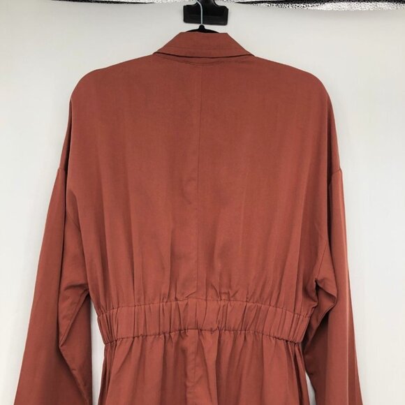 Astr The Label Lightweight Trench Coat Rust Red Tencel cardigan jacket/duster M - Picture 9 of 16